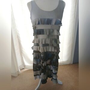 TANGO MANGO Smooth Stretch Ruffle Tiered Lace Print Tank Dress Sz M. FL